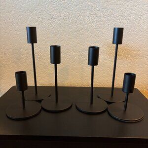 6pcs | Black Square Metal Candlestick Holders
